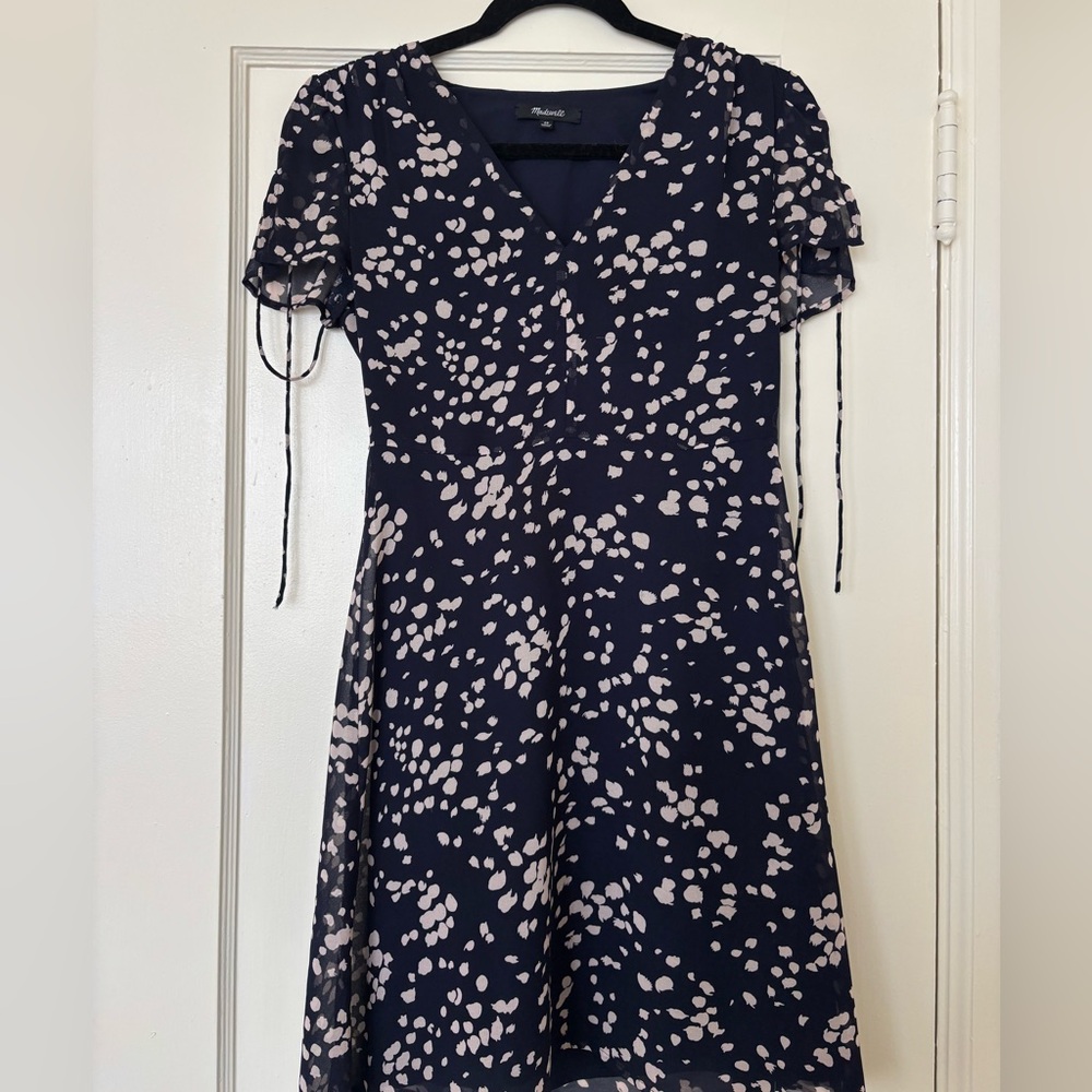 Madewell Navy and White Patterned Dress